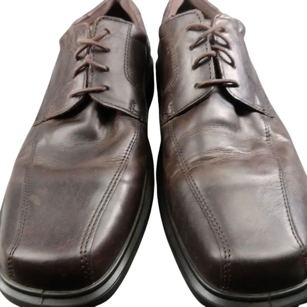 Ecco Shoes Mens 45 Oxford Derby Helsinki Leather Classic Comfort Business Brown